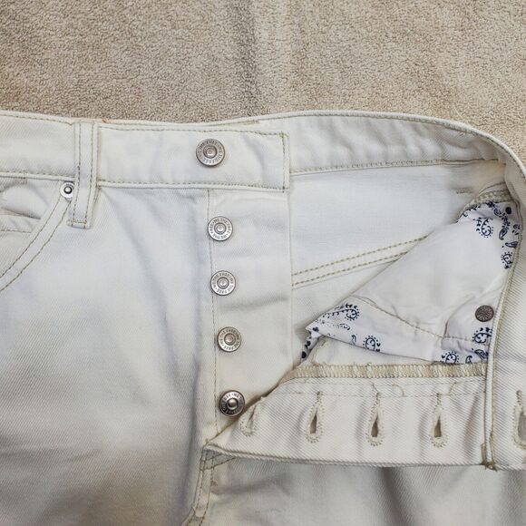We The Free People Mini Skirt Button Fly Distressed Denim White Women's Sz 24 - Picture 6 of 16